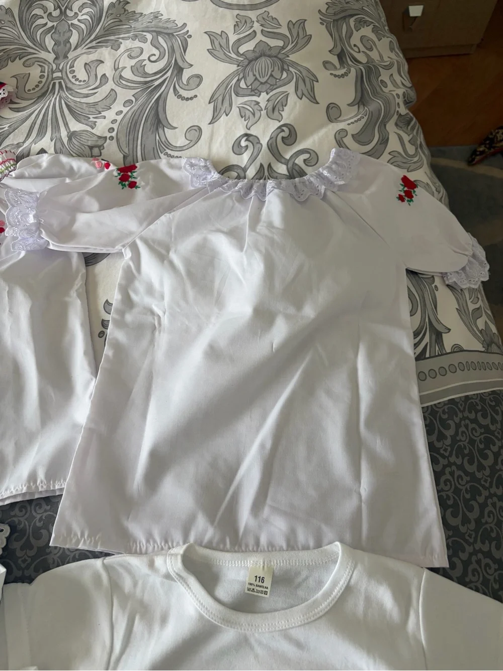 White Girls' Embroidered Off-Shoulder Top
